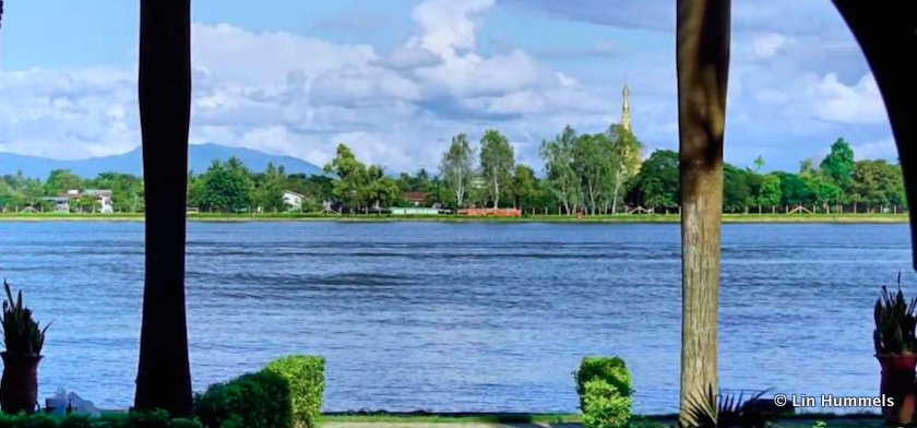 Looking across to the Shwesandaw Pagoda across the Royal Lake